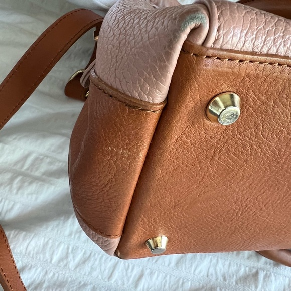 Genuine Leather Valentina Shoulder Cross-Body Bag - Pink and Tan - Picture 8 of 15